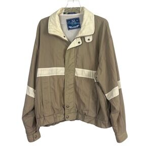 Members Only Windbreaker Jacket Mens XL Vintage Tan Cream Colorblock Streetwear